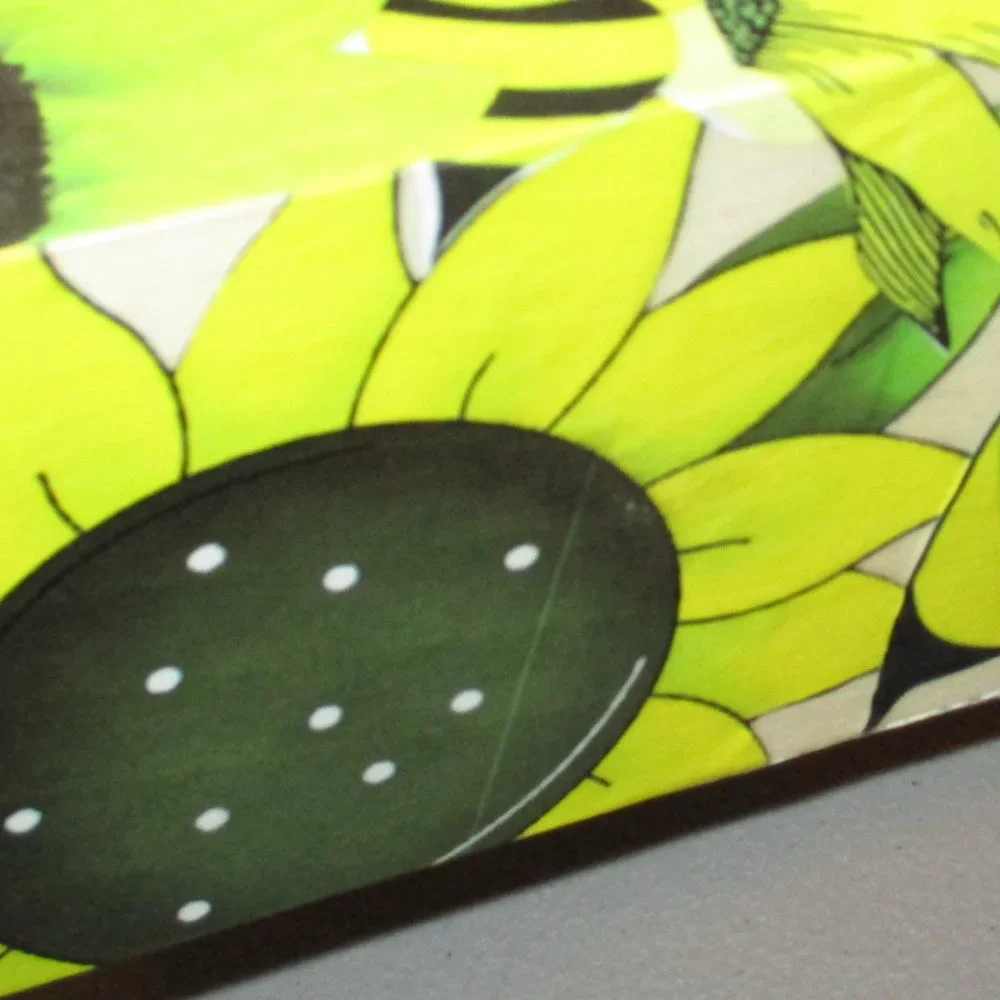 Bumble Bee Yellow Decoupage Wooden Stash Box Sunflower Catchall Hand Crafted